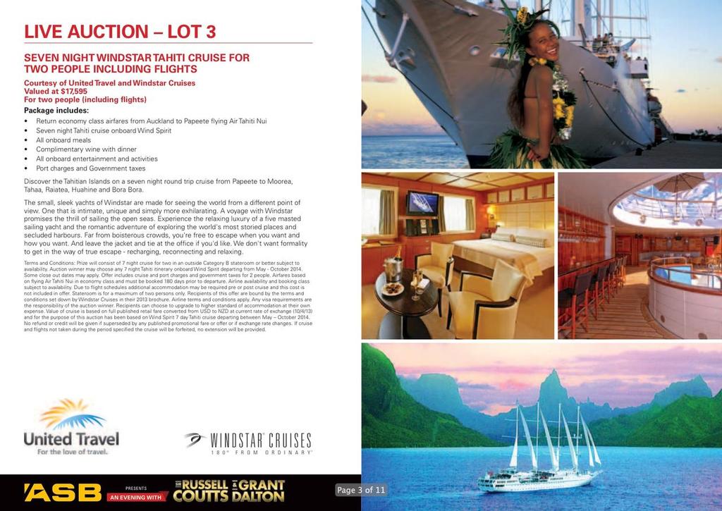 Auction Lot 3 - An Evening with Russell Coutts and Grant Dalton © SW